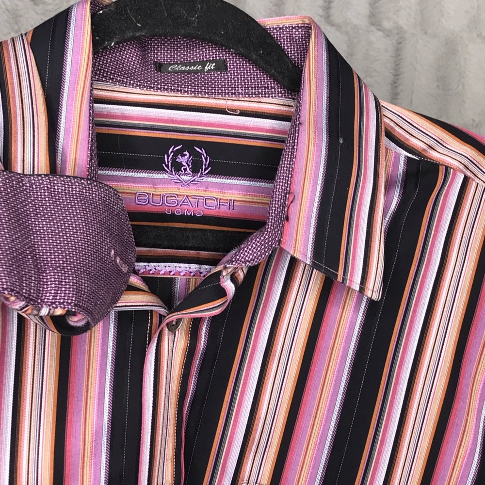 Bugatchi Men’s Flip Cuff Button Up Dress Shirt
